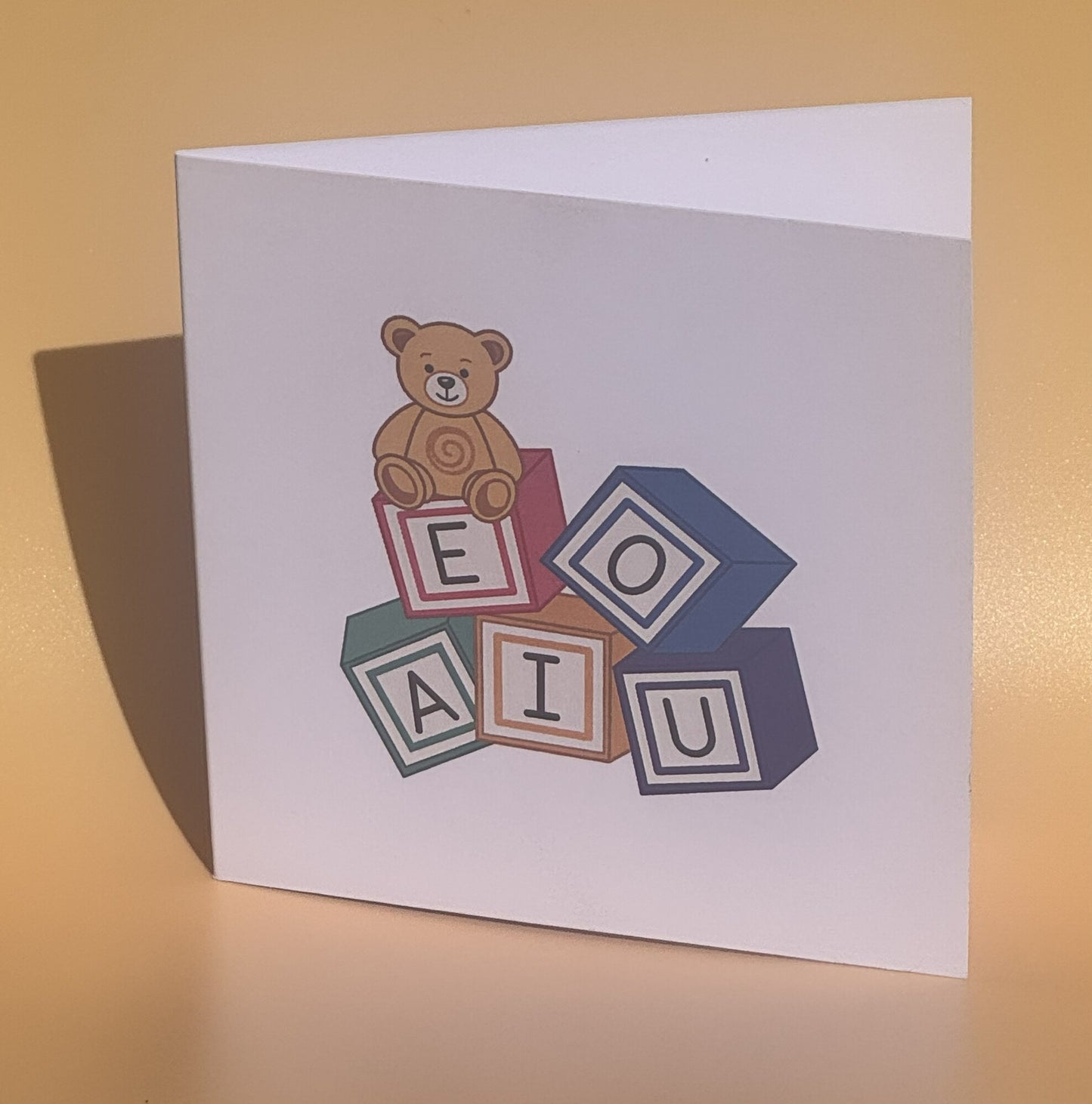 AEIOU Teddy Mini Greeting Card